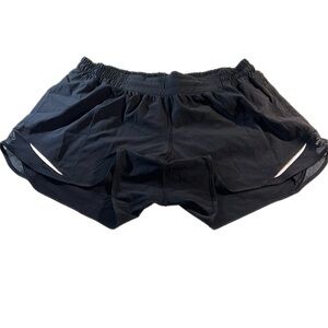 Lululemon Hotty Hot 4” Inseam Black Running Shorts Elastic Waist Zip Pocket 12